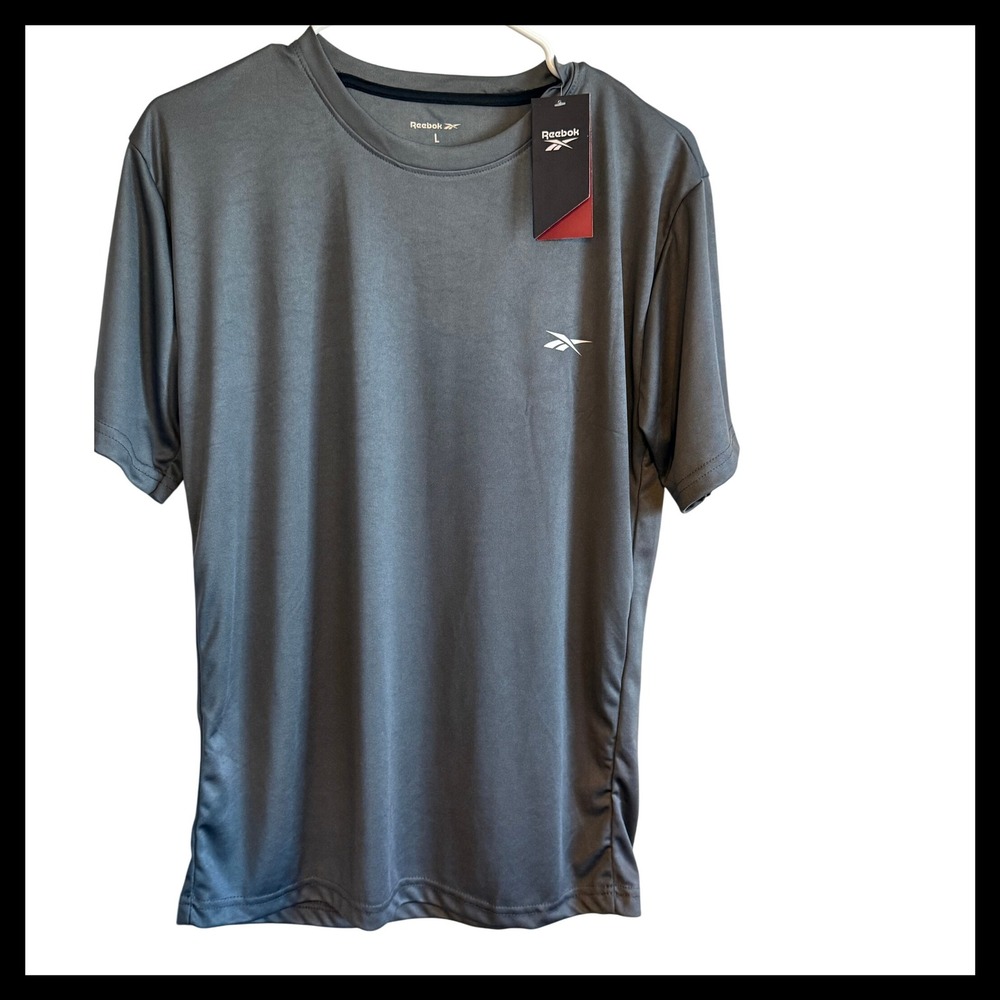 NWT Reebok Men's Athletic T-Shirt Gray Short Sleeve Performance Tee‎ XXL